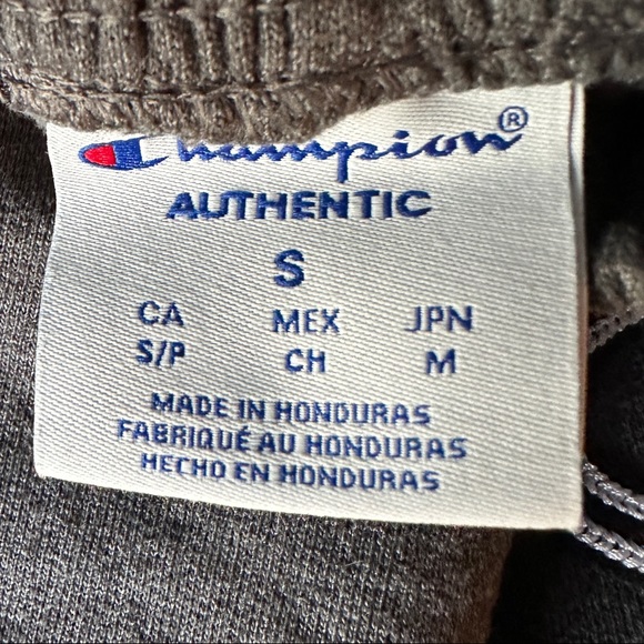 Like New Men's Champion Heathered Gray Classic Script Logo Cotton Hoodie. - Picture 5 of 6